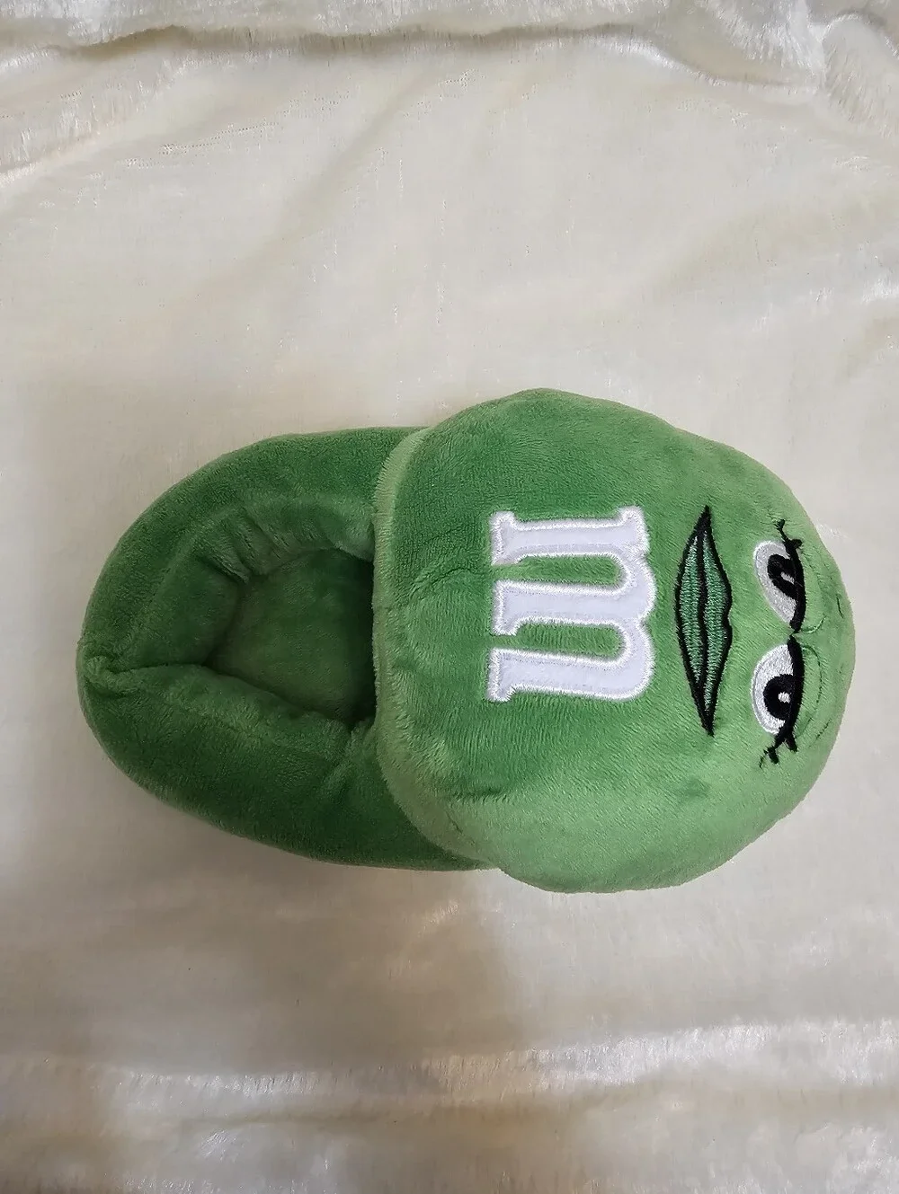M&M's Youth Slippers Green Plush Girls Kids S/M Candy Novelty Shoe